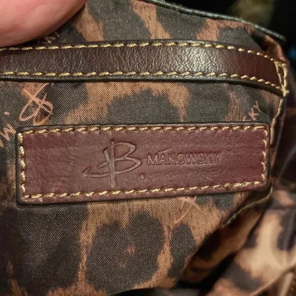 B Makowsky Cream/Brown/Caramel Smooth Leather Large Tote Shoulder Bag EUC - Picture 11 of 17